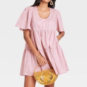 Flutter Short Sleeve Tiered Dress